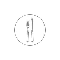 Fork and knife. linear icon. Line with Editable stroke vector