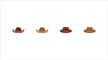 Cowboy Hats set in Various Styles and Colors isolated on white background. Illustration. Cartoon elements for western, cowboy, country, fashion-themed projects, poster and character design. vector