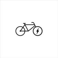 Black single ebike line icon, simple electric biking eco friendly flat design pictogram, infographic for app logo web website button ui ux interface elements isolated on white background. vector