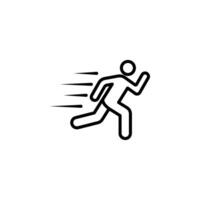 fast running man icon with black outline, rush icon illustration vector