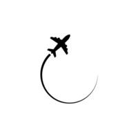 Plane track to point with dashed line way or air lines, airplane icon on white background. EPS 10. vector