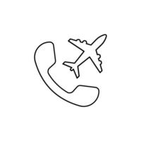 International roaming linear icon. Flight mode. Thin line illustration. Handset with plane. Contour symbol. isolated outline drawing. Editable stroke vector