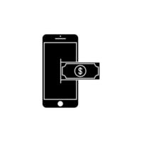 cash on smart phone. Online shopping icon element for mobile concept and web apps. Cash on black smart phone can be used for web and mobile vector