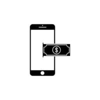 cash on smart phone. Online shopping icon element for mobile concept and web apps. Cash on black smart phone can be used for web and mobile. vector