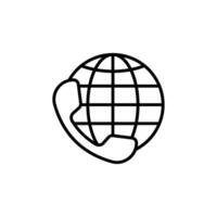 International call, icon in line design. International, call, phone, global, communication, mobile, connection on white background . International call editable stroke icon vector