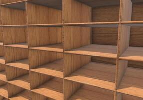 wooden shelves in 3d photo