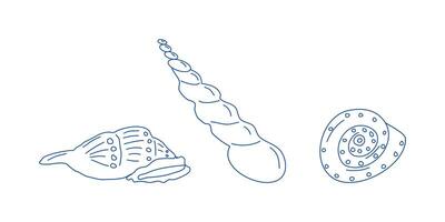 Marine elements doodle style set in blue.,, vector