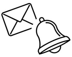 Email notification concept with a bell and envelope communicating news and updates in simple style vector