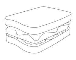 Simple outline illustration of a delicious sandwich with layers of filling and bread perfect for designs vector
