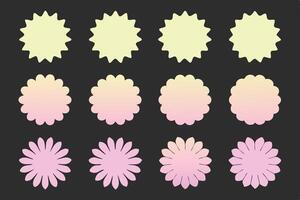 graphic collection of floral and starburst shape templates with color gradient effects vector