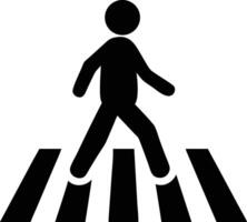Black silhouette of a pedestrian walking on a zebra crossing safety icon symbol vector