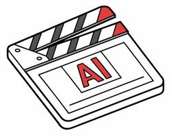 Ai movie clapboard illustration depicting artificial intelligence in film making vector