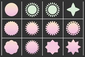 Collection of various shapes with pastel color gradients on a dark background for design vector
