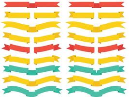 Collection of colorful ribbon banners with various shapes and styles isolated on white background vector