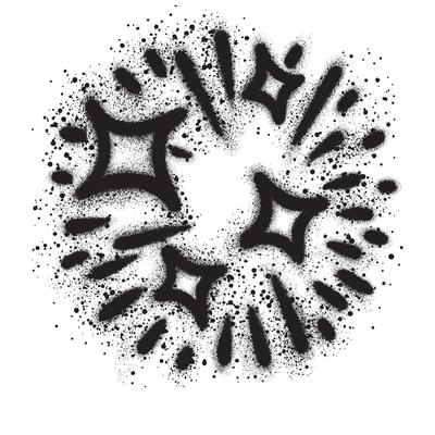 Radial explosion graffiti. Exploding bursts, round explosions cloud and exploded bomb effect with black spray paint. EPS 10