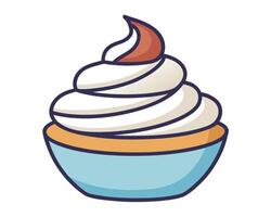A delightful illustration of a cupcake with swirled cream and a decorative chocolate touch vector