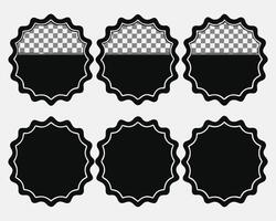 Elegant scalloped frame badges with checkered backgrounds and customizable space for content vector