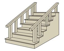 Simple illustration of a staircase with handrails for architectural and interior design concepts vector