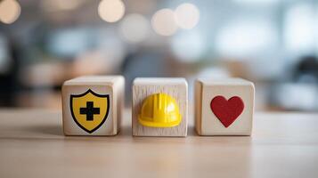 Workplace Health and Safety Awareness Representing Occupational Protection, Employee Risk Prevention, Health Insurance Support and Corporate Responsibility, Safety First photo