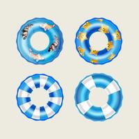 Four colorful inflatable pool rings are displayed vector