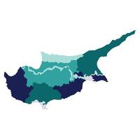 Cyprus map in region color map. Map of Cyprus in regons gradient color vector