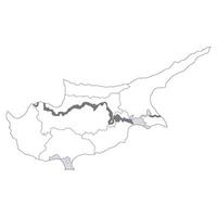 Cyprus map in region white color map. Map of Cyprus in regons white color vector