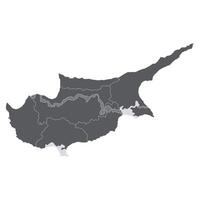 Cyprus map in region grey color map. Map of Cyprus in regons grey color vector