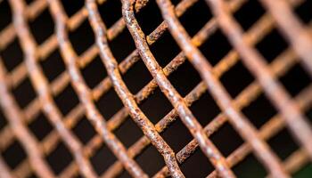 Rusting Metal Grid Shows Intricate Patterns and Textures, Highlighting Nature's Reclamation of Industrial Materials photo