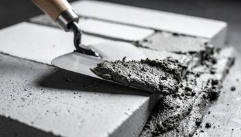 Trowel Smoothing Concrete Mixture During Construction Project in a Workshop Setting photo