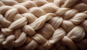 Textured Woven Fibers in a Soft Beige Color Used for Crafts and Textiles Displays Intricate Patterns and Detail photo