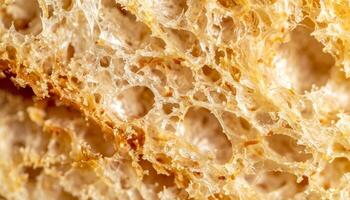Close-up View of Porous Bread Texture Showing Holes and Airy Structure in Natural Light During Daytime photo