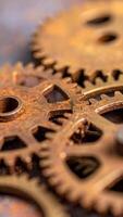 Rusty Gears Display Intricate Design and Texture in Industrial Setting During Soft Natural Light photo