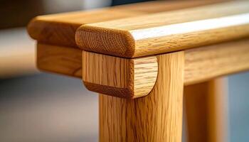 Smoothly Finished Wooden Table Corner Showcasing Craftsmanship in a Cozy Interior Setting photo