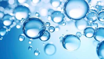 Bubbles Float in Clear Blue Water Creating a Tranquil and Refreshing Atmosphere in a Bright Setting photo