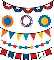 Red White Blue Bunting Wreath and Celebration Design for Party Events vector