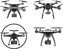 Silhouette Drone Design Set vector