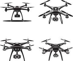 Drone Silhouette Set for Printing vector