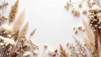 Elegant Display of Dried Flowers Arranged on a Neutral Background for Home Decor or Floral Design Inspiration photo