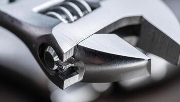 Adjustable Wrench Showcasing Detailed Craftsmanship and Design in a Workshop Setting photo