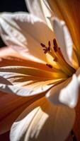 Close up View of a Lily Flower Showing Delicate Petals and Vibrant Colors in Natural Light During a Calm Day photo