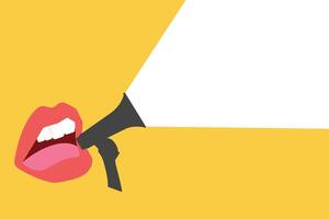 Big mouth talk with megaphone talk or comment. Concept of career, promotion, communication, news, infographic. Copy space for ad vector