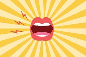 Mouth shouting angry. Symbol of warning, danger, screaming. vector