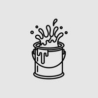 Paint can with splashing paint line art icon vector
