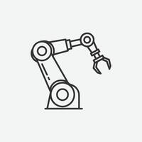 Robotic arm line art icon industrial automation vector