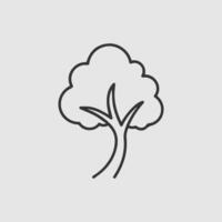 Simple line drawing of a single tree icon vector