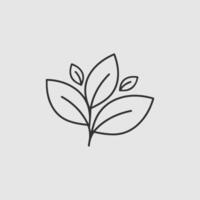 Simple line art leaf branch design element vector
