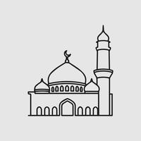 Simple line drawing of a mosque icon vector