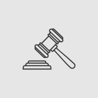 Gavel and sound block icon line art illustration vector