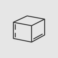 Simple line drawing of a cube shape icon vector