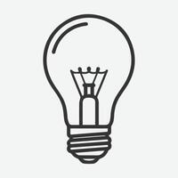 Simple line drawing of a light bulb icon vector